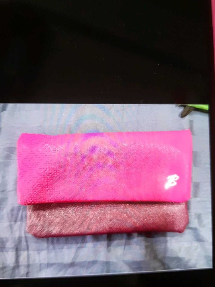 Vibrant Pink &amp; Maroon Clutch