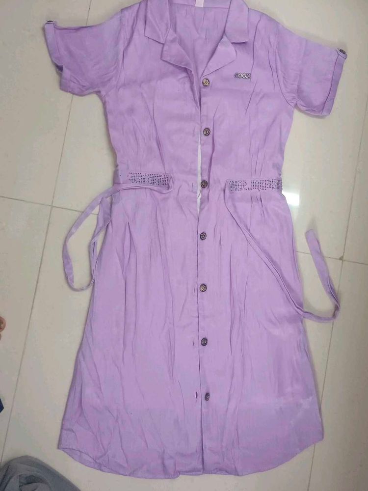 Lavender Button-Up Dress