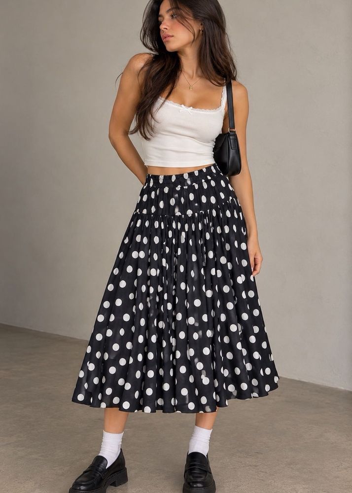 Polka Dot Midi Skirt