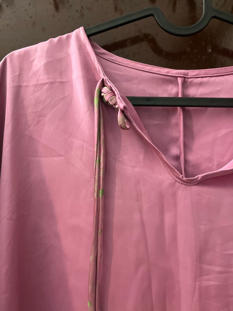 Chic Pink Kurta with Tie-up Detail