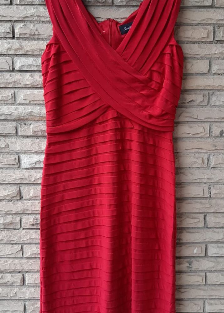 Stunning Red Ruffled Sheath Dress
