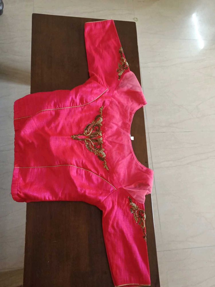 Designer Pink Embroidered Blouse