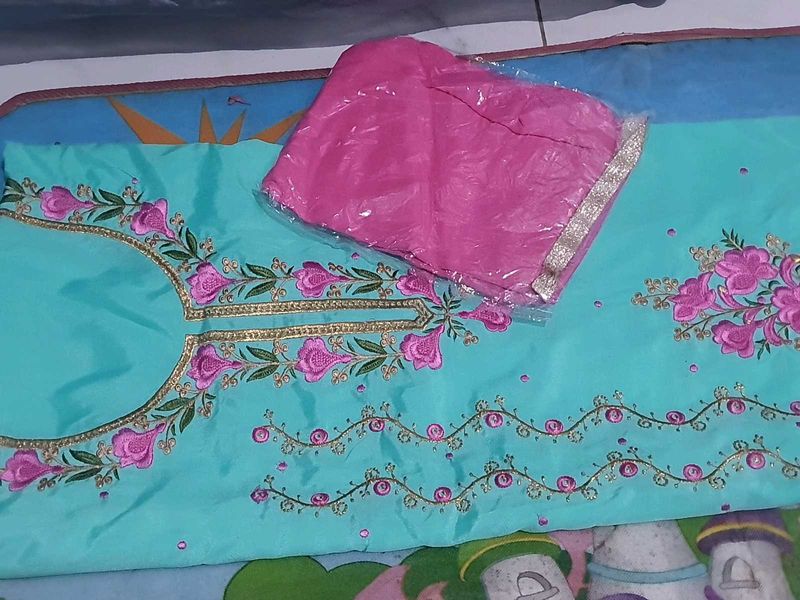 New unstiched silk suit ,sky blue /elegant and pre