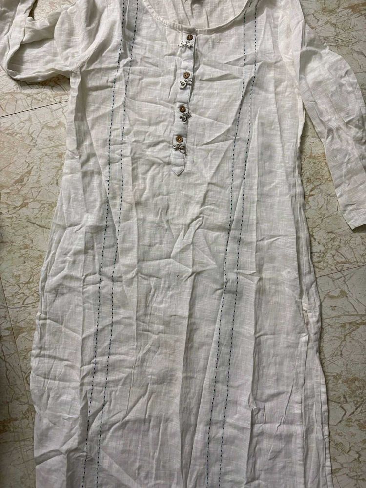 (combo dresses)White Kurta and blue fr