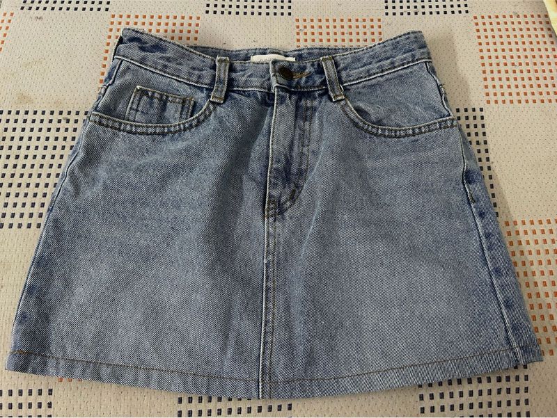Light Wash Denim Mini Skirt