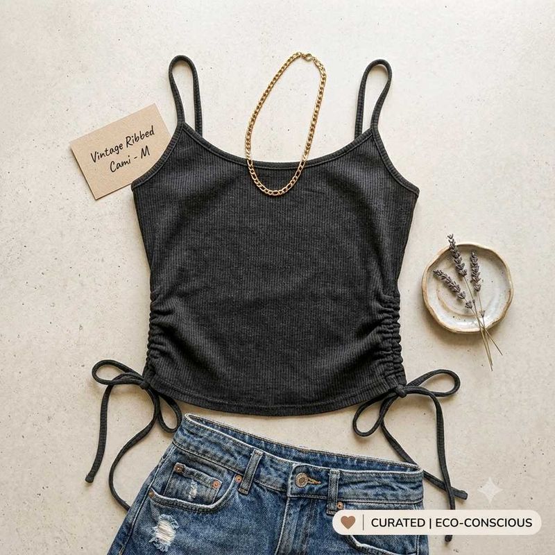 Ribbed Grey Cami with Side Ties🩶