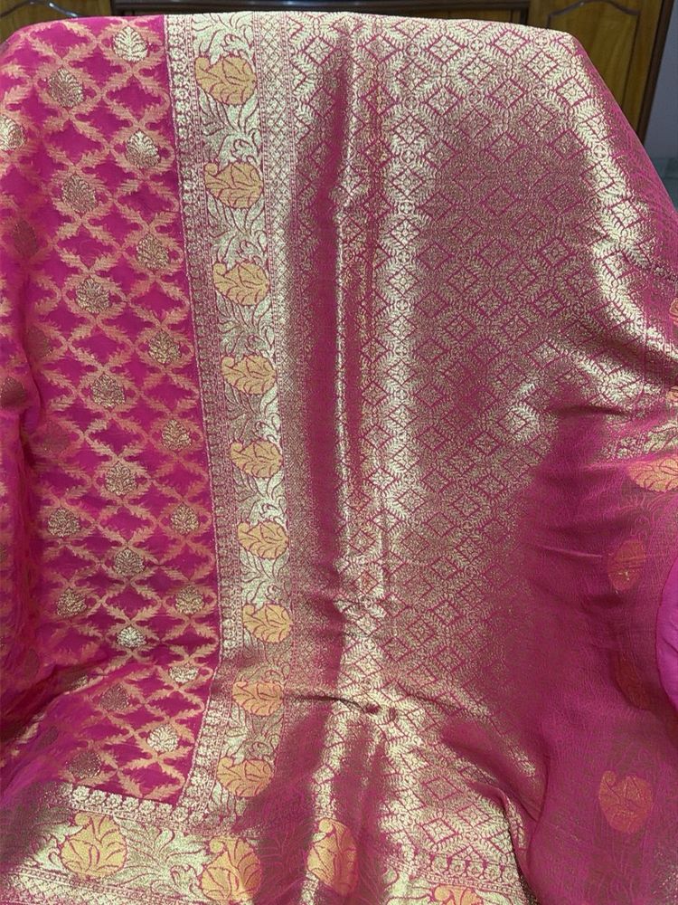 Vibrant Pink Banarasi Silk Saree