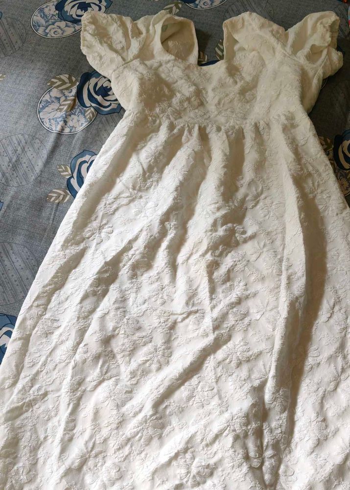 Elegant White Embroidered Gown