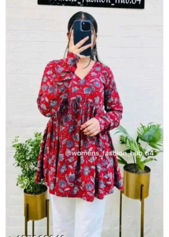 Red Floral Kurta