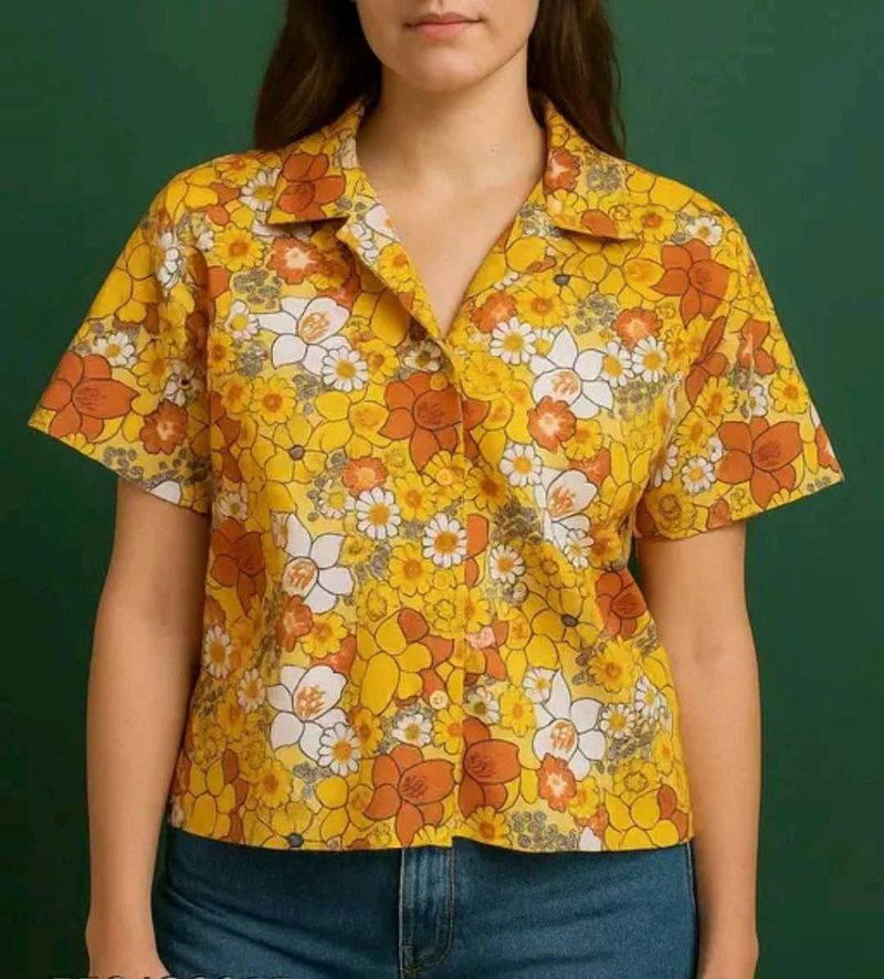 Retro Floral Print Short Sleeve Top