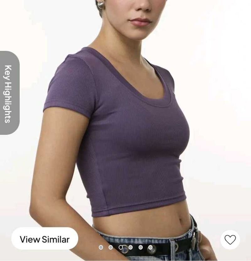 Purple Ribbed Crop Top
