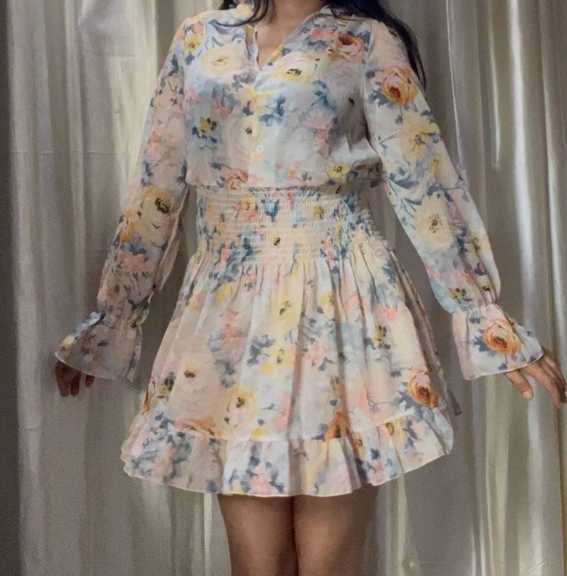Korean floral print dress