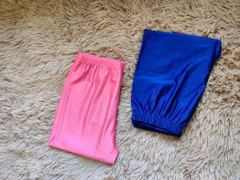 Shine Leggings Set of 2 Pink &amp; Blue