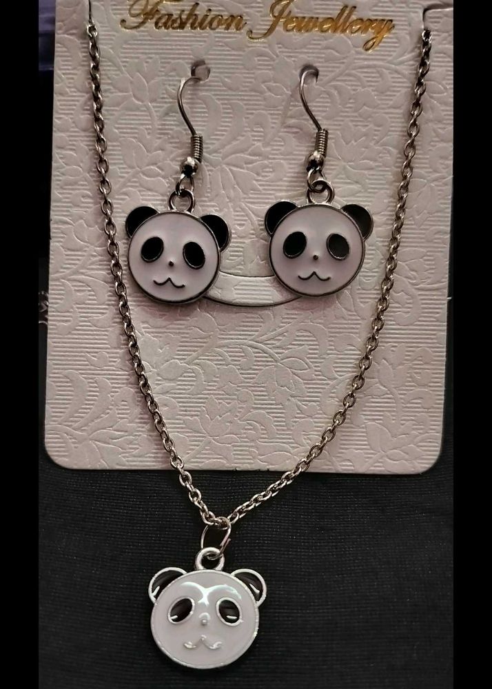 Panda Necklace and Earring Set
