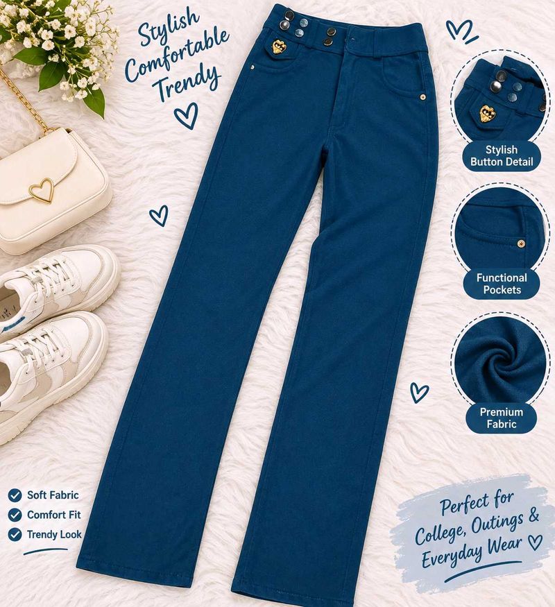 Stylish Blue Flared Pants