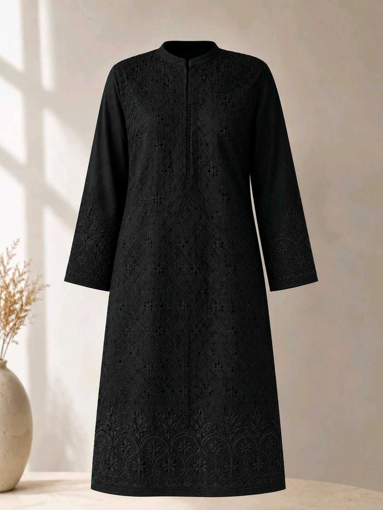 Elegant Black Embroidered Chikankari Kurta