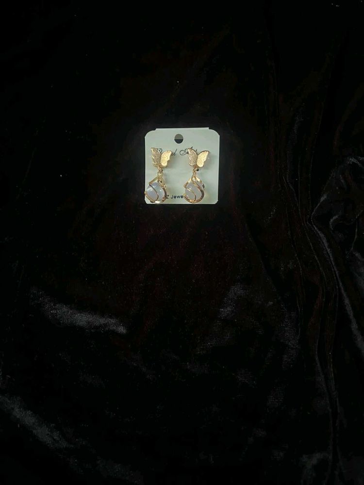Gold Butterfly Drop Earrings
