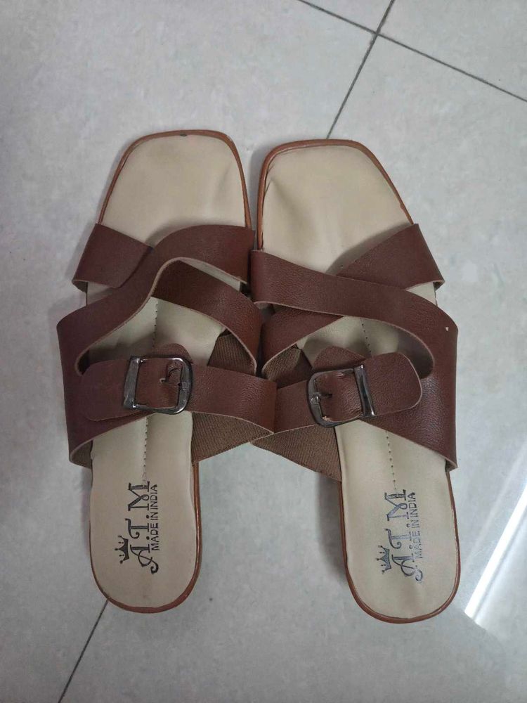 Brown Strappy Flat Sandals | Women Good Condition