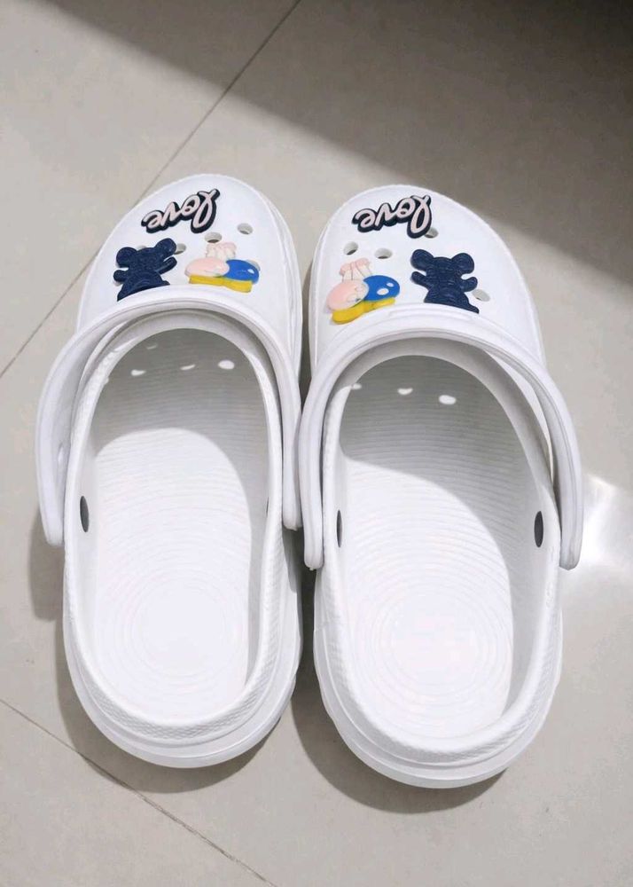 cute white clogs with charms