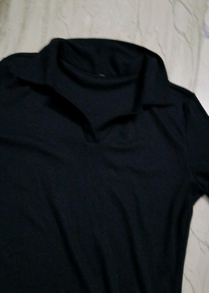 Classic Black Polo Neck Top