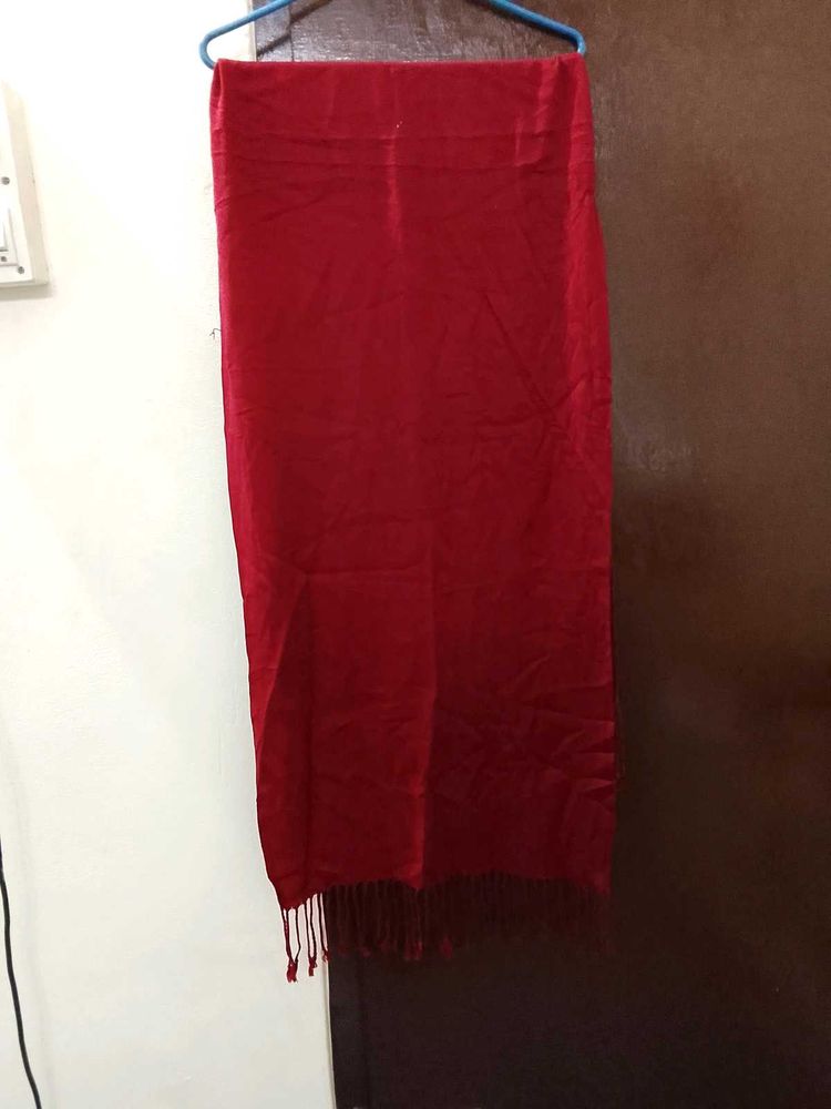 Elegant Red Dupatta with Tassels
