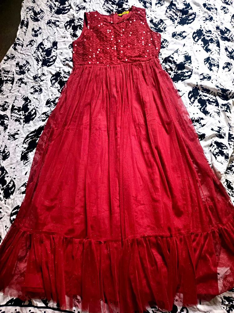 13-14Y Stunning Maroon Sequin Embellished Gown