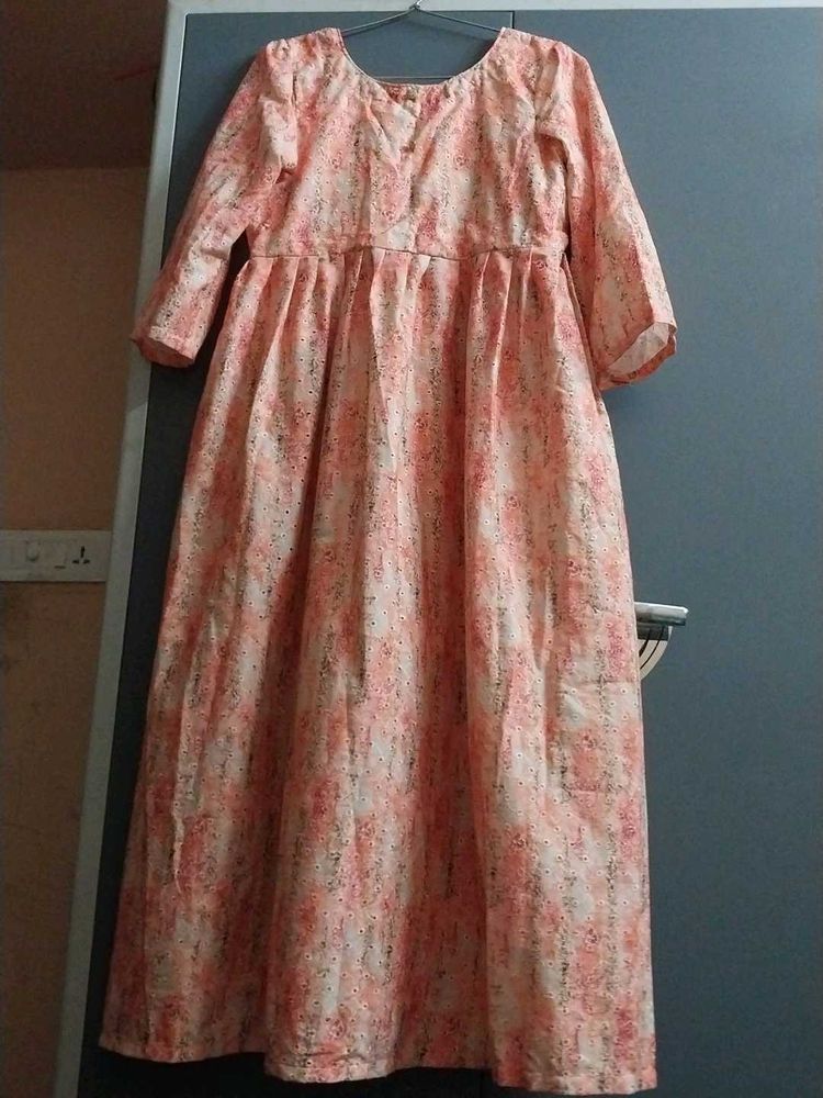 Elegant Pink Floral Maxi Dress