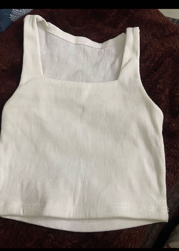 white ribbed crop top