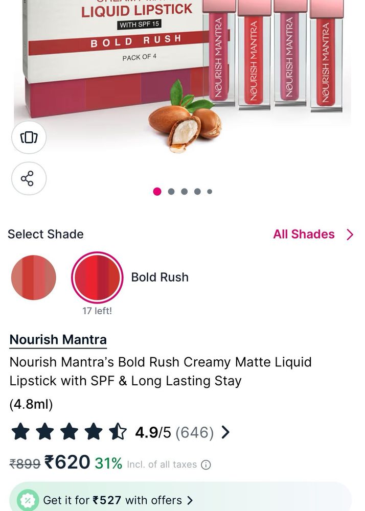 Nourish Mantra Bold Rush Lipstick Pack Of 4