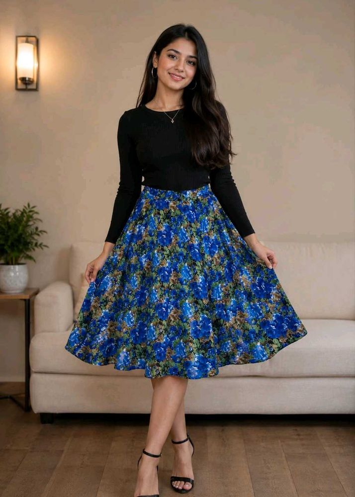 Floral Print Ethnic Skirt