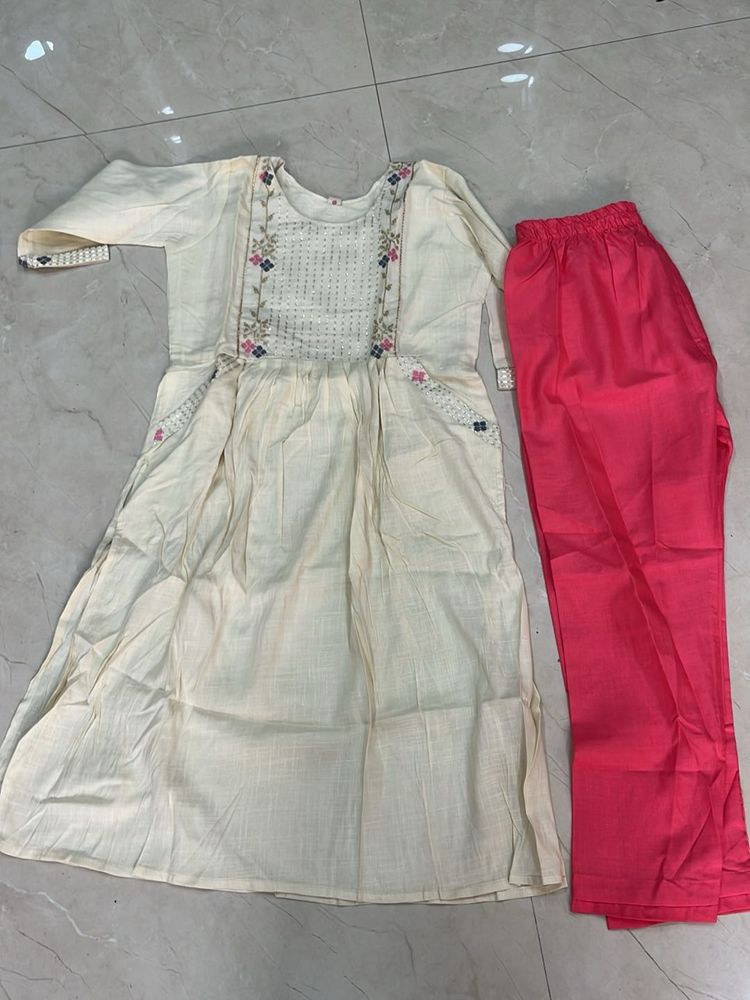 Elegant Embroidered Kurta Set - Unused