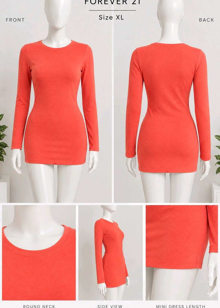 Forever 21 Orange Long Sleeve Mini Dress