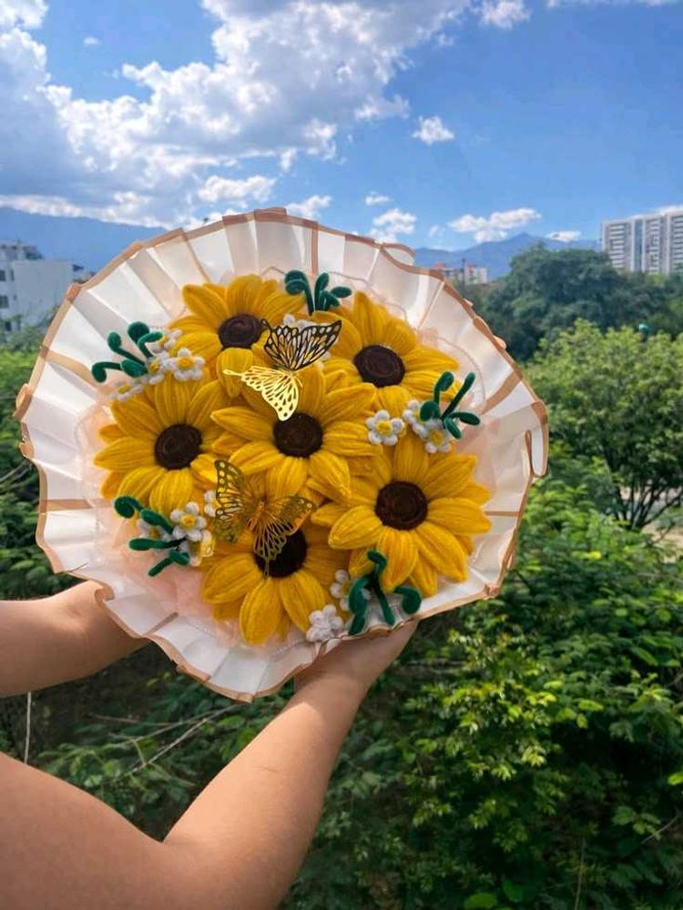 Handmade Crochet Sunflower Bouquet