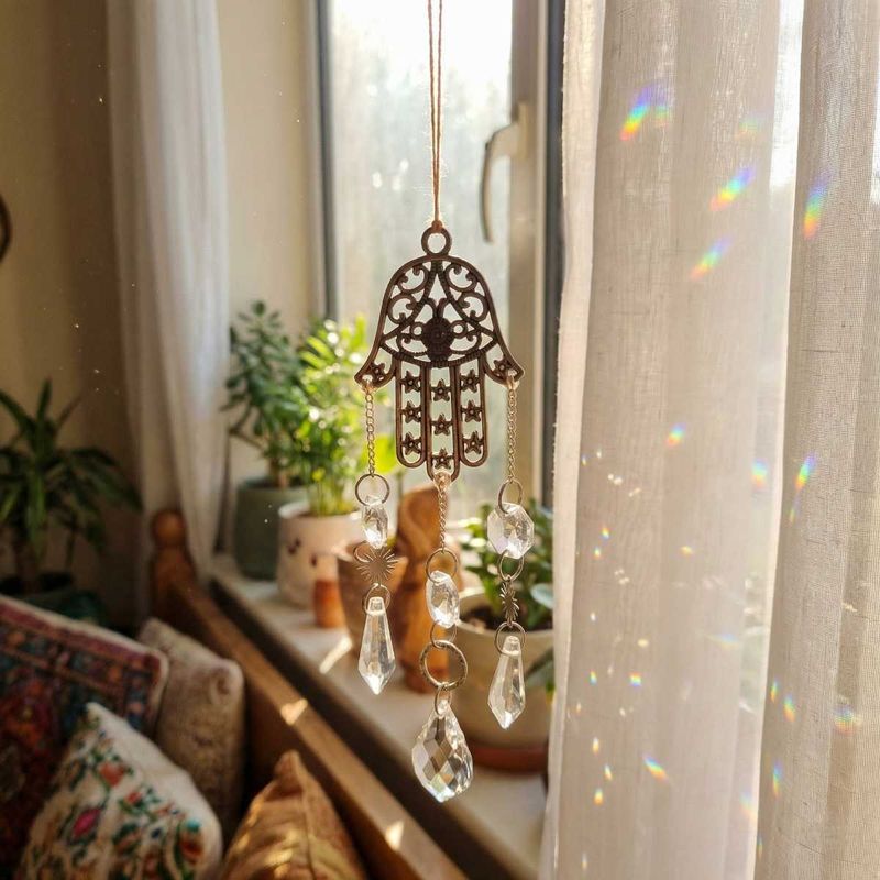 Hamsa Hand Crystal Suncatcher