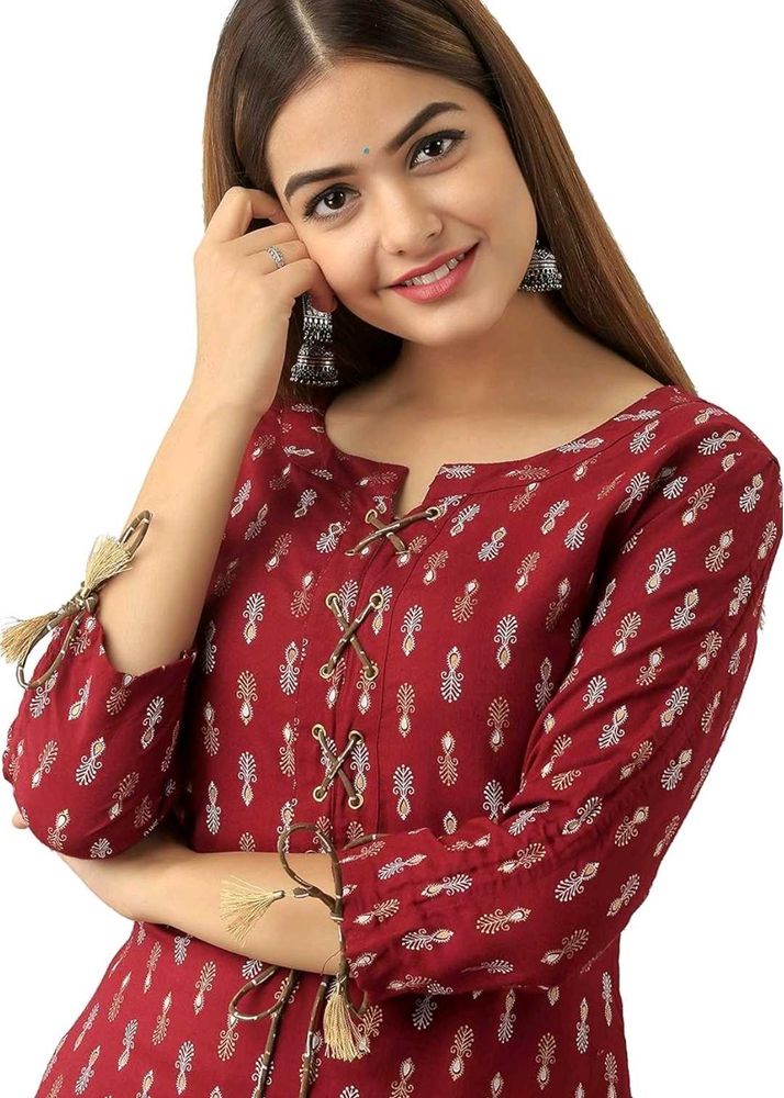 Women's Rayon Printed Straight Kurta (S)
