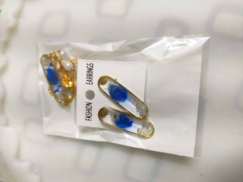 Unique Resin Flower Earrings &amp; Ring Set