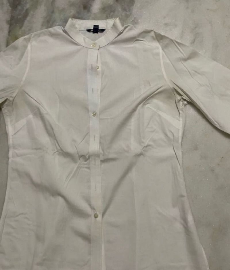Classic White Band Collar Shirt
