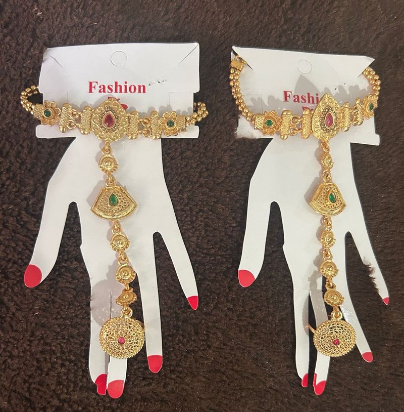 Designer Hand Bracelet with Ring