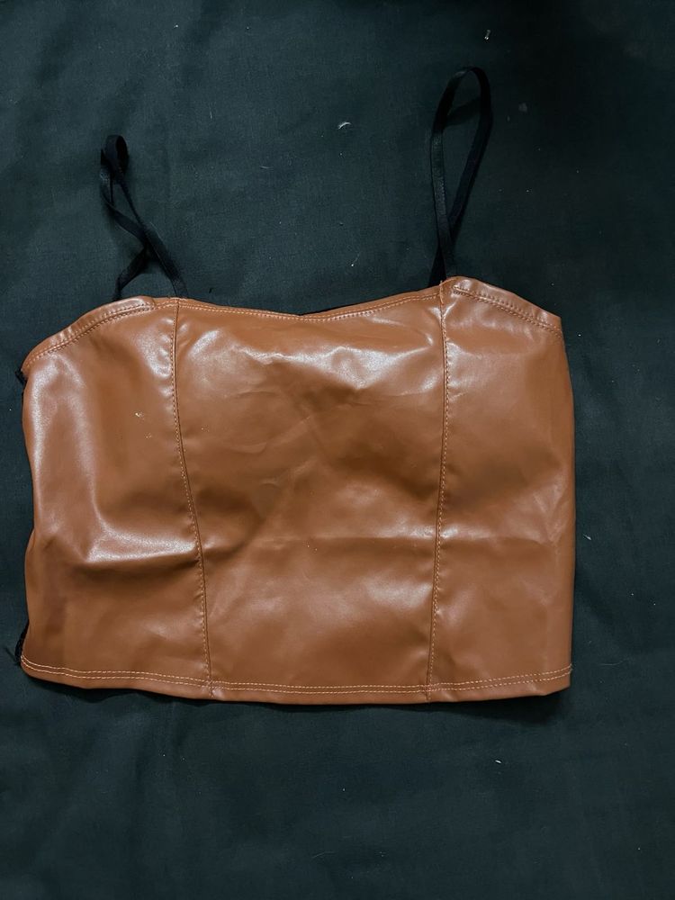 Faux Leather Corset Top