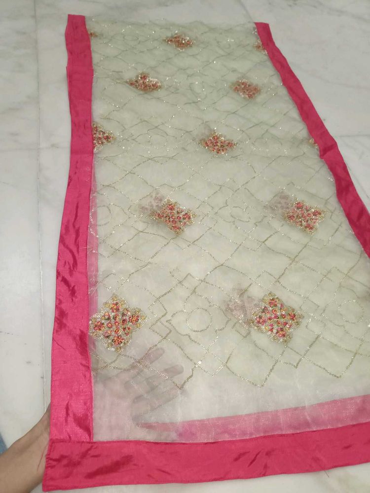 Elegant Pink Embroidered Dupatta