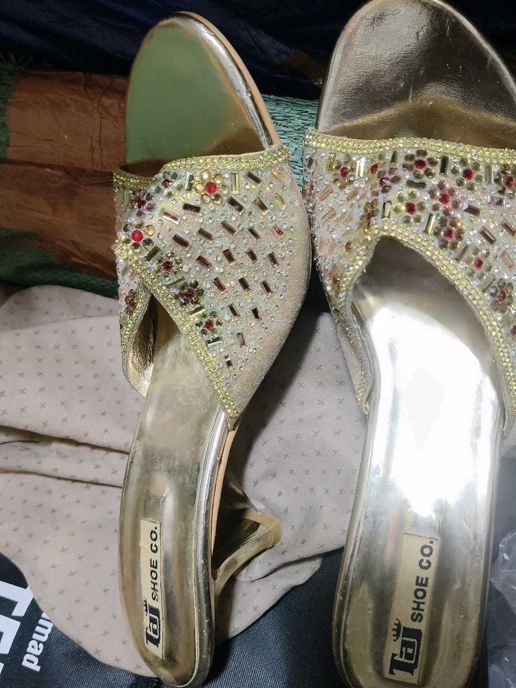 Embellished Gold Heels