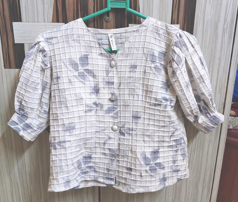Chic Textured Puff Sleeve Blouse