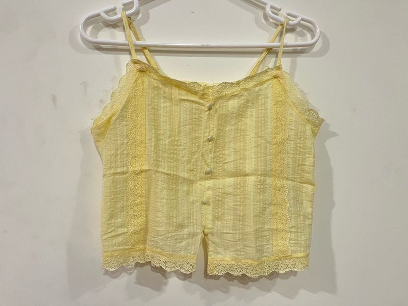 Yellow Lace Trim Cami Top from Westside (S)
