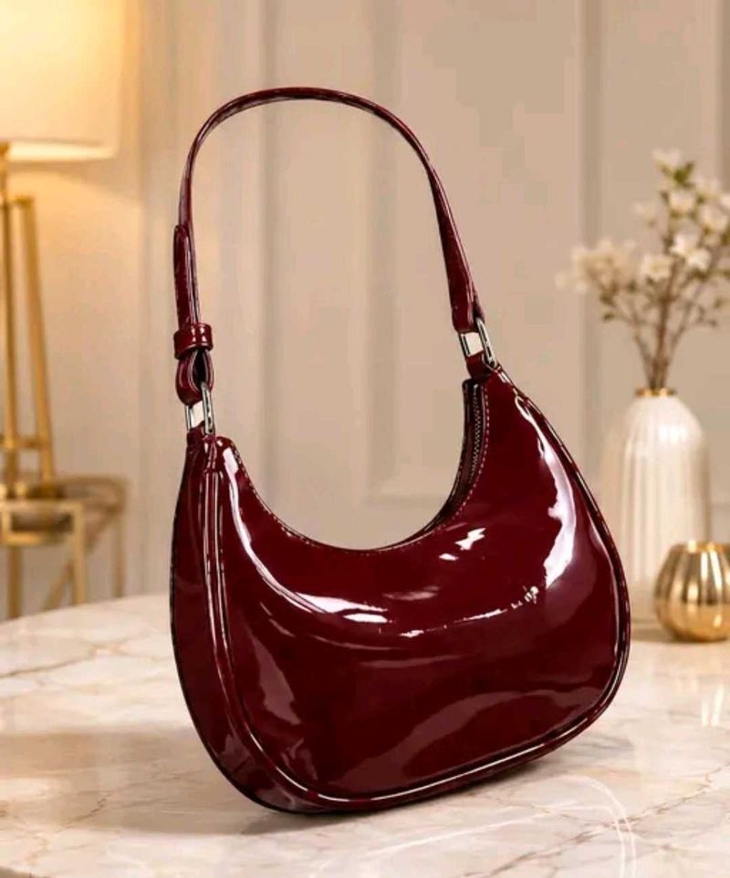 Chic Patent Leather Hobo Bag