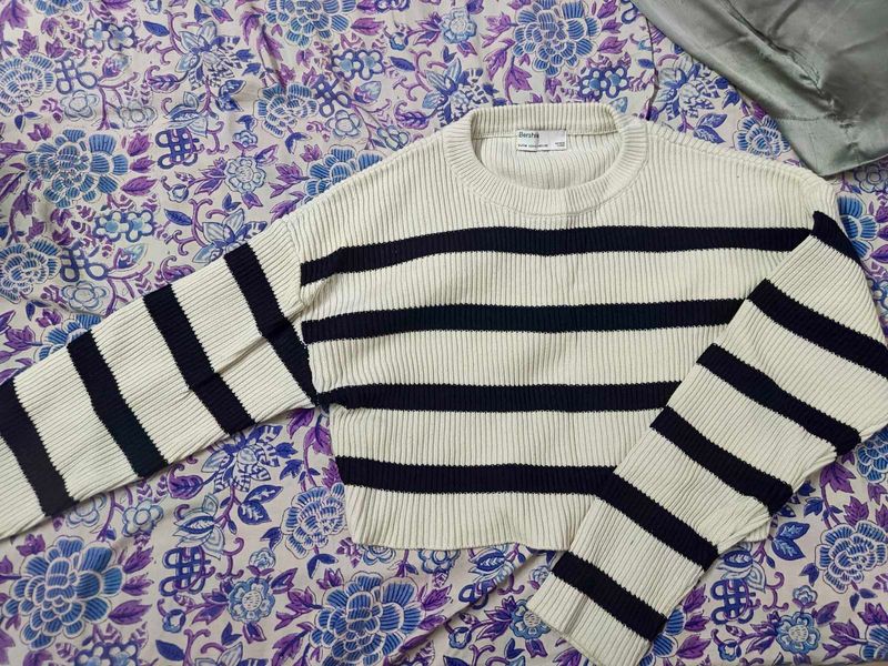 Chic Striped Long Sleeve Sweater