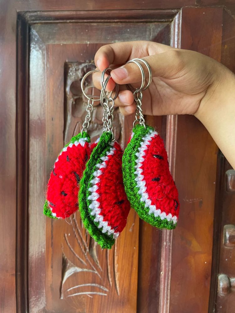 Handmade Crochet Watermelon Keychains