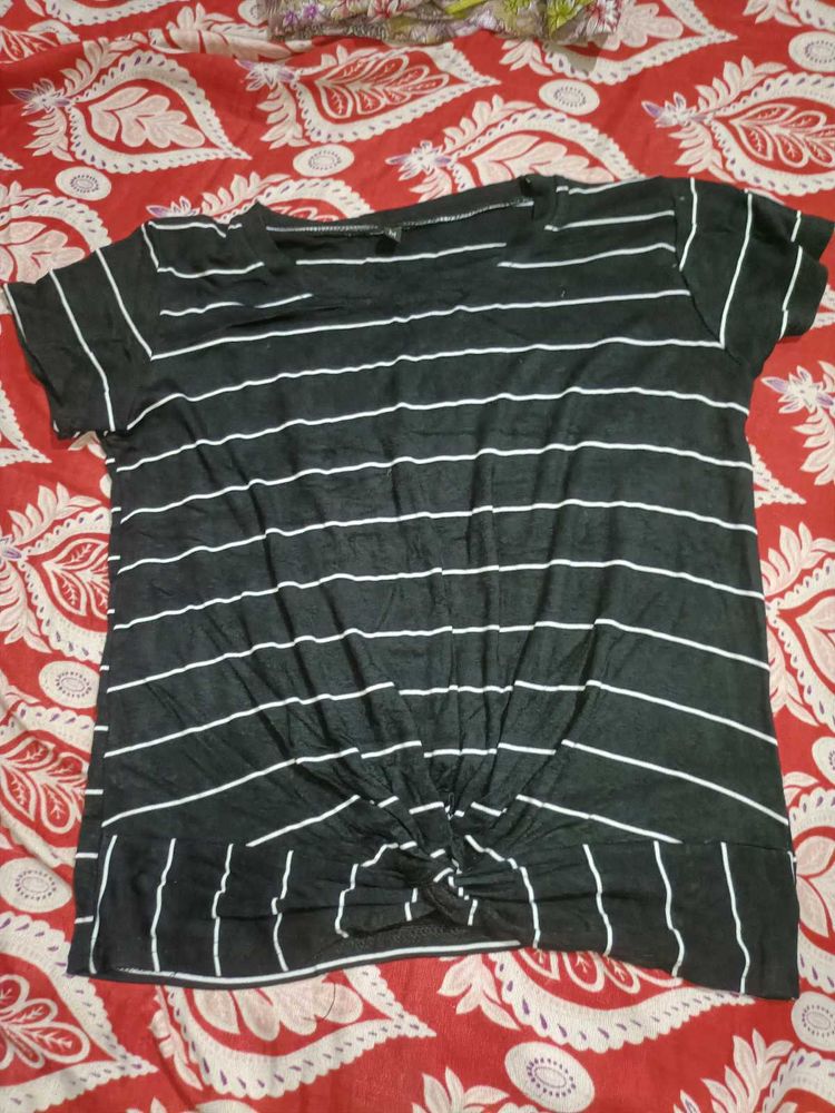 Striped Twist Front T-Shirt