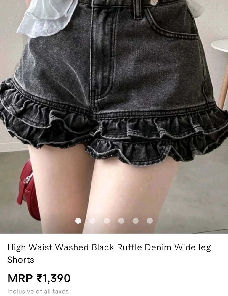 High Waist Ruffle Denim Shorts