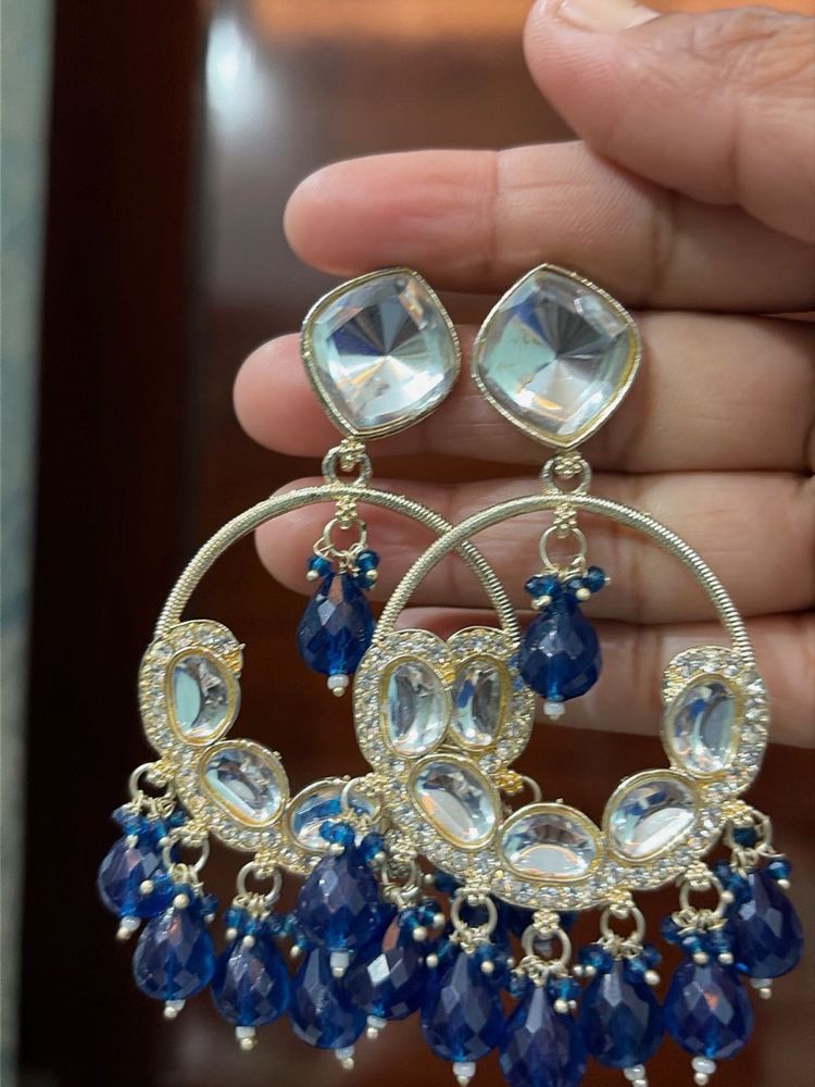 Elegant Blue Stone Dangle Earrings