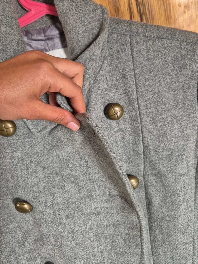 Grey Wool Blend Coat